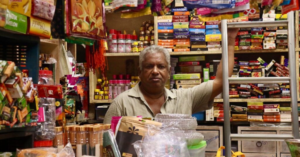 Mudra loan yojana borrower running a small grocery store in India